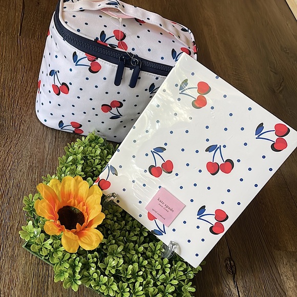 kate spade Other - Kate Spade ♠️ Vintage Cherry Dot Lunch Tote & Spiral Notebook